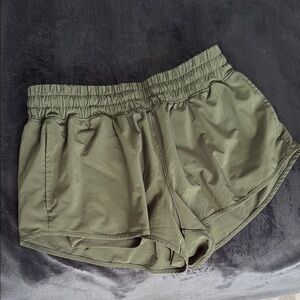 Aerie Green Athletic Shorts with Elastic Waistband